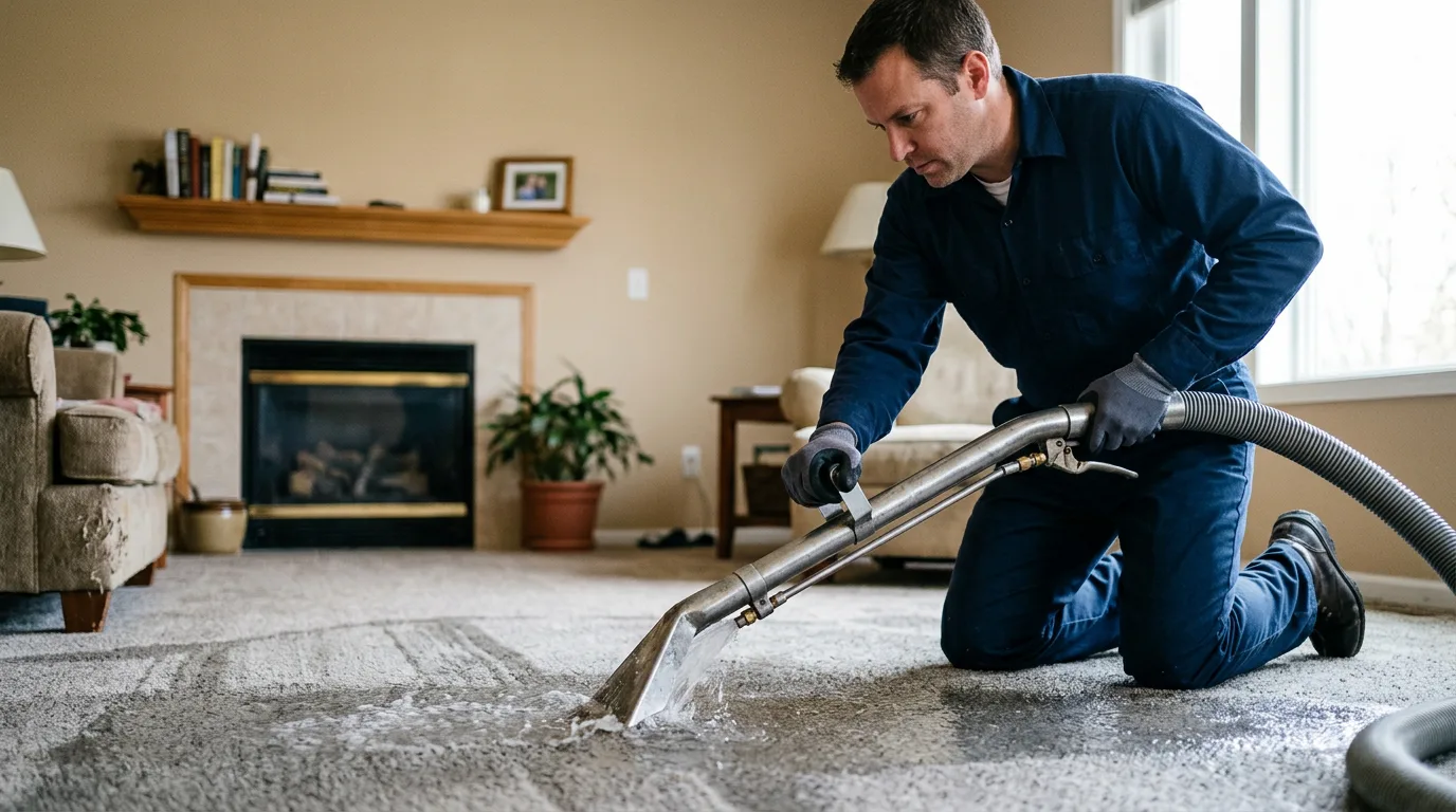 Water damage restoration technician working near Harrisburg, NE